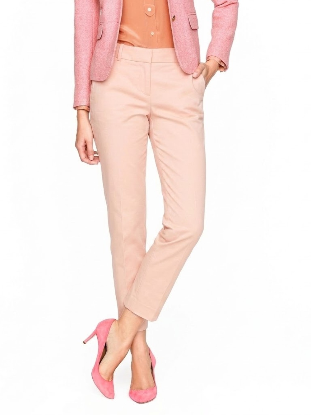 NWOT J.Crew Cafe Capri S 6 Baby Light Pink Rose Cropped Stretch Cotton Pants